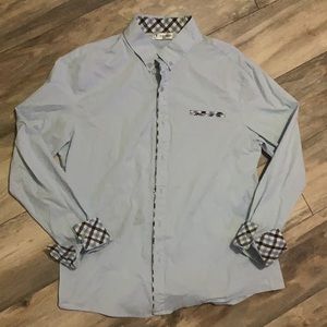 Tomsware Long Sleeve Dress Shirt with Accent Collar & Cuffs